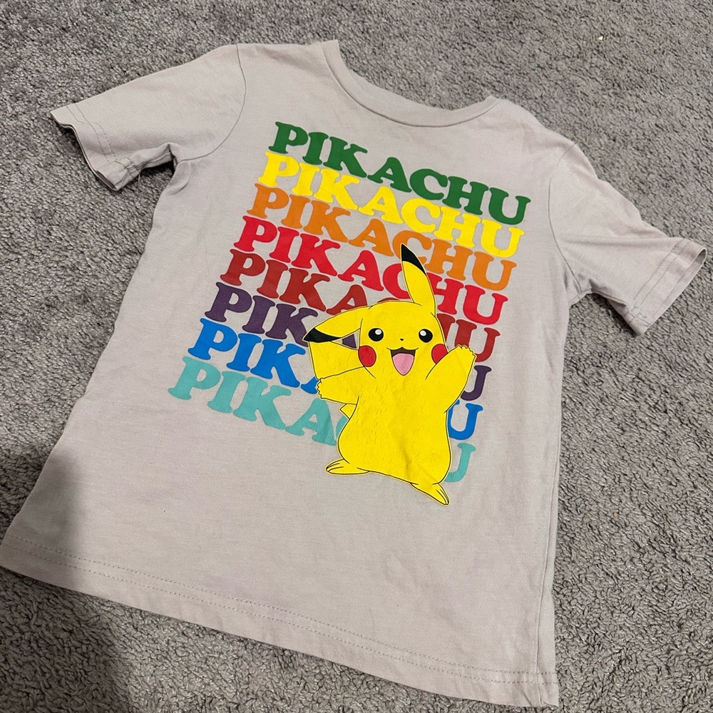 FIVE t shirts.. boys shirts (pikachu, Spider-Man, sporty)